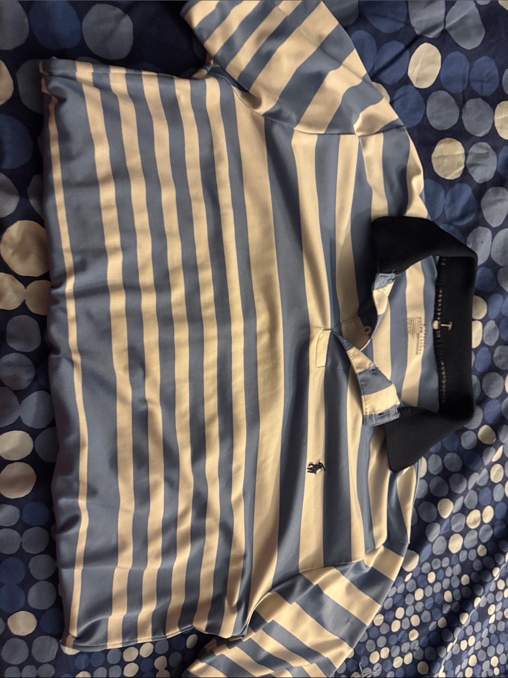 Polo Ralph LaurenMen's Striped Polo Shirt in Blue and White with Contrast Collar